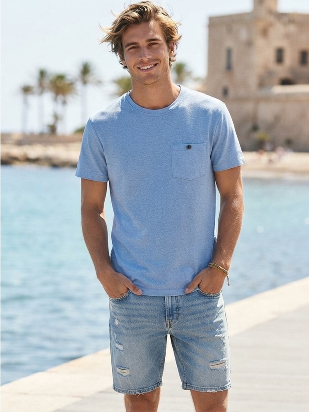 Zara Blue Pocket T-Shirt – Men's Size S